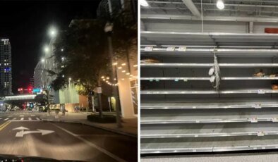 Kasırga korkusuyla dakikalar içinde market raflarını boşalttılar