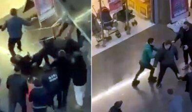 AVM’de güvenlik görevlileri ile iki kişi arasında kavga! Tekme, yumruk, sandalye ve cop havada uçuştu